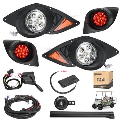10L0L Golf Cart Street Legal Light Kit for Yamaha G29 Drive 2007-Up Gas/Electric, 12V Deluxe Headlights Taillights Kit with Turn Signals Switch, Horn Button, Brake Lights Harness