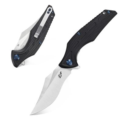 Eafengrow EF924 Folding Knife D2 Steel Blade + G10 Handle camping Knife Outdoor EDC TOOL (Black)