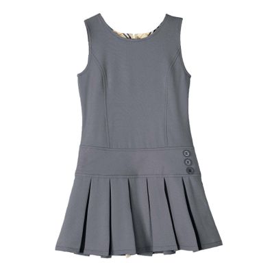 Bienzoe Girls School Uniform Jumper: Stretch Fit Pleated Hem Kids Sleeveless Dress Grey 4