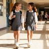Bienzoe Girls School Uniform Jumper: Stretch Fit Pleated Hem Kids Sleeveless Dress Grey 12 view 2
