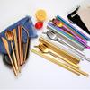 Sevend Reusable Flatware Set, 9 Pieces Office Lunch Utensils, Portable Camping Flatware Stainless Set with Straw, Knife, Fork, Spoon, Chopsticks (9-Pieces Color) view 2