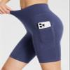 baleaf Biker Shorts Women Yoga Gym Workout Spandex Running Volleyball Tummy Control Compression with Pockets 8" Heather Blue L view 2