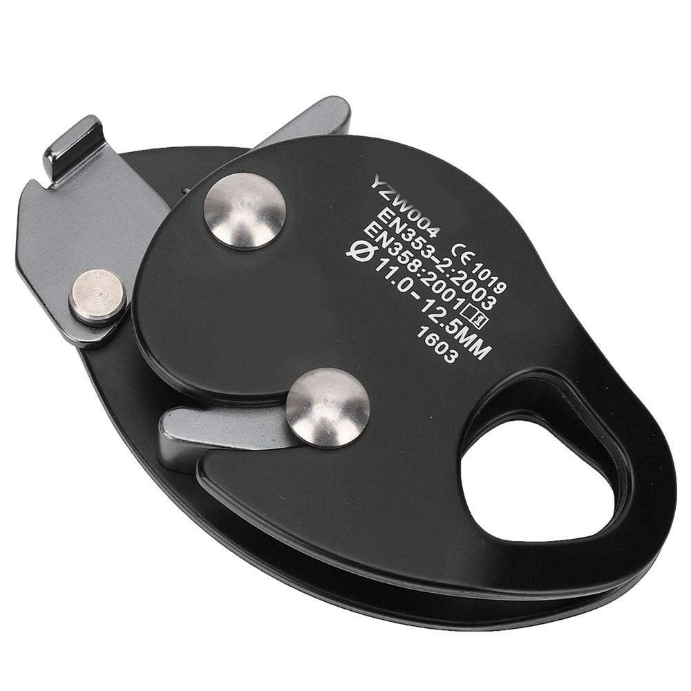 Alomejor Climbing Descender Self-Braking Stop 11-12.5mm Rope Grab Fall Equipment for Climbing (Black)