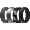 ROQ Silicone Rubber Wedding Ring for Men, Comfort Fit, Men's Wedding Band, Breathable Rubber Engagement Ring/Band, Step Edge, 8mm Wide 2mm Thick, 4 Pack, Black, Black Camo, Silver, Grey, Size 10 view 1