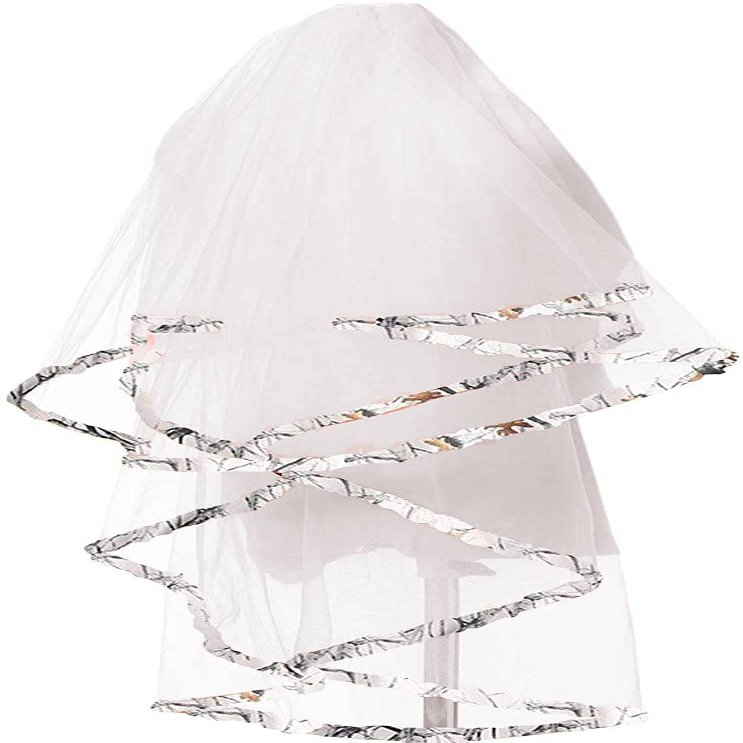 DINGZAN Snowfall Camo and Tulle Wedding Veils Bridal Accessories Veil (Ivory)