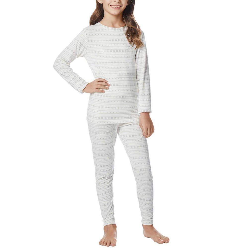 32 Degrees Heat Kids Long Sleeve Crew Neck and Legging Set (Diamond Snow, Small)