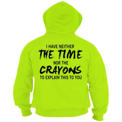 Armed American Supply Hi Vis, Hi Viz Crayons Cotton/Poly Blend Safety Hoodie for Work, Funny Hooded Sweatshirts for Men, Safety Yellow, Large