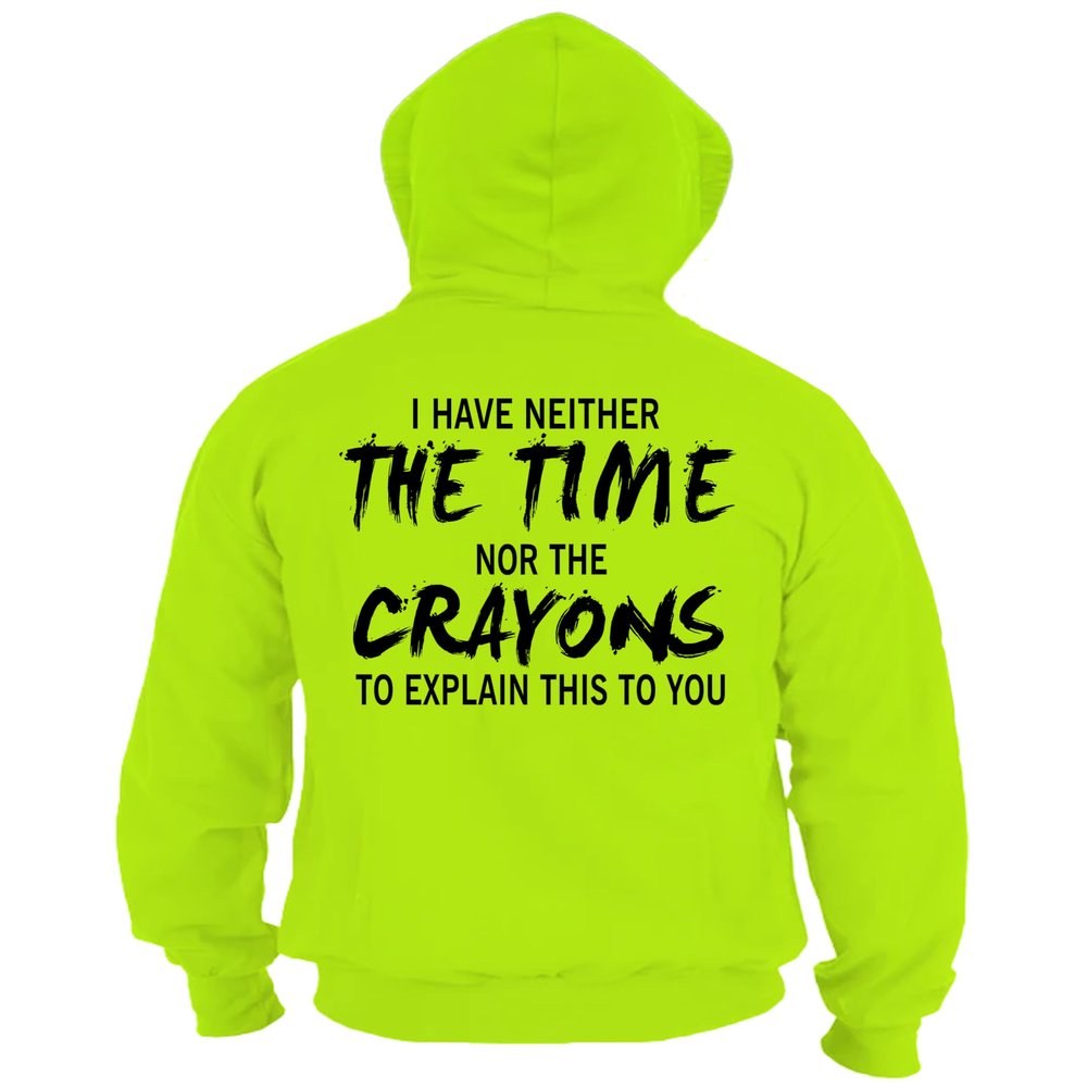 Armed American Supply Hi Vis, Hi Viz Crayons Cotton/Poly Blend Safety Hoodie for Work, Funny Hooded Sweatshirts for Men, Safety Yellow, Large