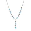 1928 Jewelry Pink Flower Bead Aqua Blue Hematite Silver Crystal Y-Necklace For Women 16" + 3" Extender
