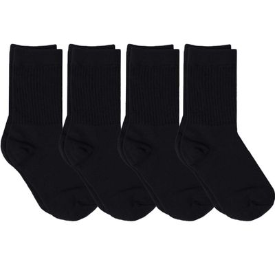 juDanzy 4 Pack of Crew Height Boys or Girls Socks for School Uniform, Sports and Casual Wear (6-10 Years (Shoe Size 1-4), Black)