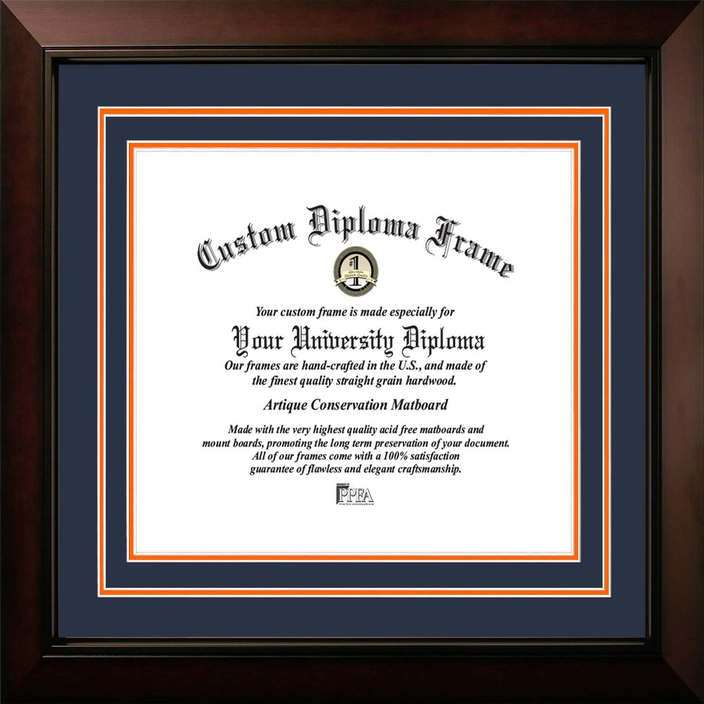Campus Images Auburn University 17w x 13h Blue and Orange Diploma Frame, Dark Brown