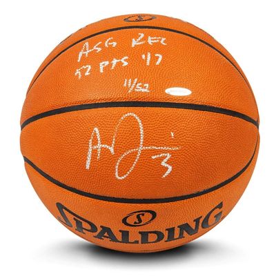 Upper Deck Anthony Davis Autographed & INSCRIBED ASG REC 52 PTS 17 Official NBA Spalding Basketball, L-52
