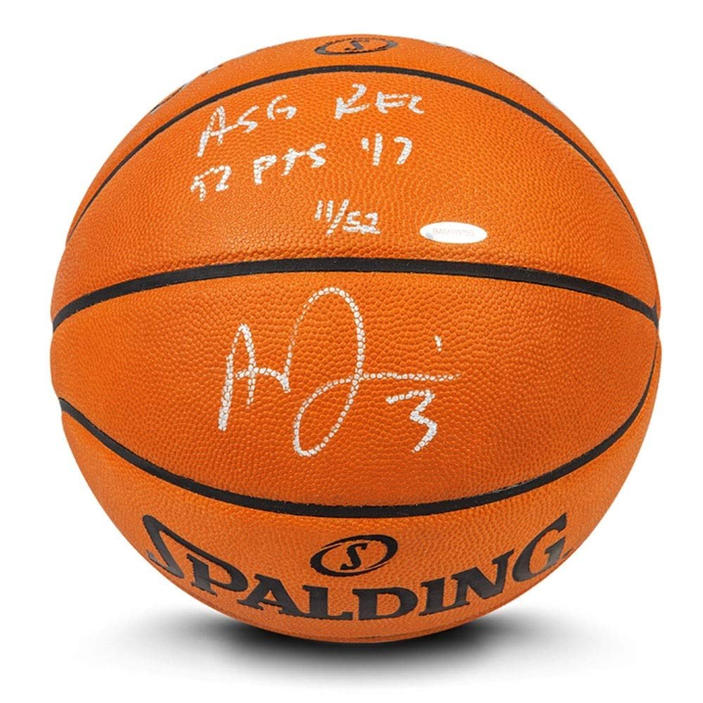 Upper Deck Anthony Davis Autographed & INSCRIBED ASG REC 52 PTS 17 Official NBA Spalding Basketball, L-52