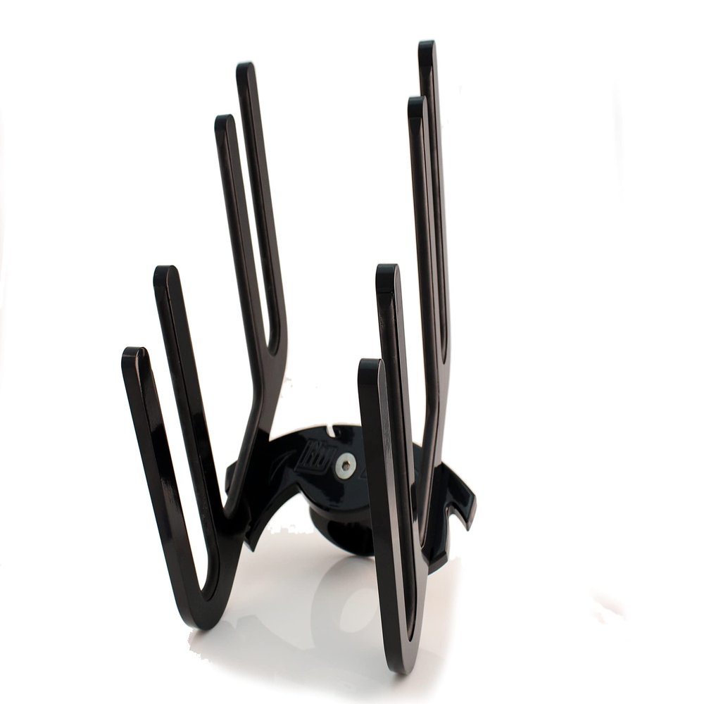 Big Air Razor Universal Triple Knee Rack (Black Powder Coat) - Holds 2 wakeboards and 1 kneeboard - 2.5" Clamp with Neoprene Liners to accommodate Down to 2.375", 2.25", 2" and 1.875" Round tubing.
