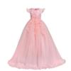 Flower Girls Lace Embroidery Dress Bridesmaid Wedding Pageant Communion Dresses Princess Party Evening Long Ball Gown Pink 3-4 Years view 1