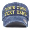 Custom Hat, Embroidered Classic Polo Style Baseball Cap, All Cotton Made Adjustable Fit Men Women Low Profile Dad Cap Hat (Pigment Washed Navy) view 1