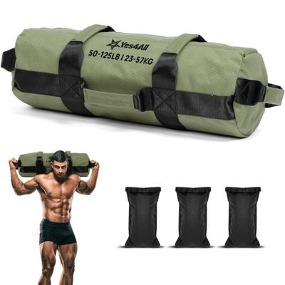Yes4All Sandbags for Working Out, Unfilled Adjustable Sand Bags for Weight Training with Handles, Multiple Colors & Sizes 5-200lbs