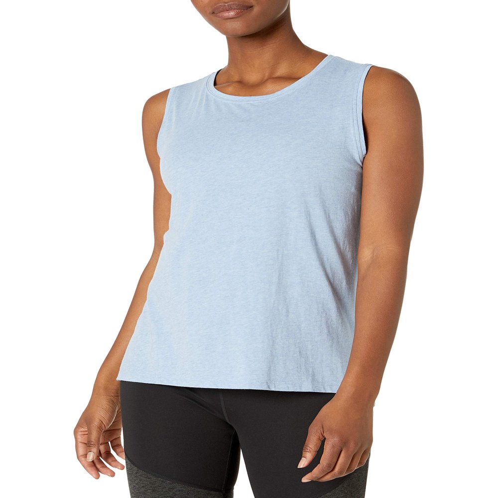 Amazon Essentials Women's Soft Cotton Relaxed-Fit Yoga Tank Top (Available in Plus Size), Sky Blue, 2X