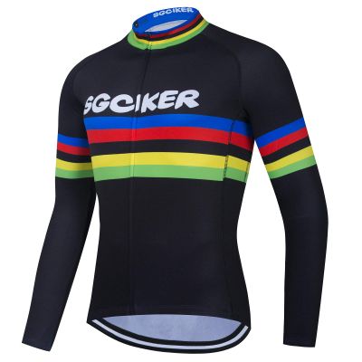 SGCIKER Mens Thermal Fleece Cycling Jerseys, Winter Long Sleeve Warmer Bike Jacket Cycle Coat (Black, 5X-Large)