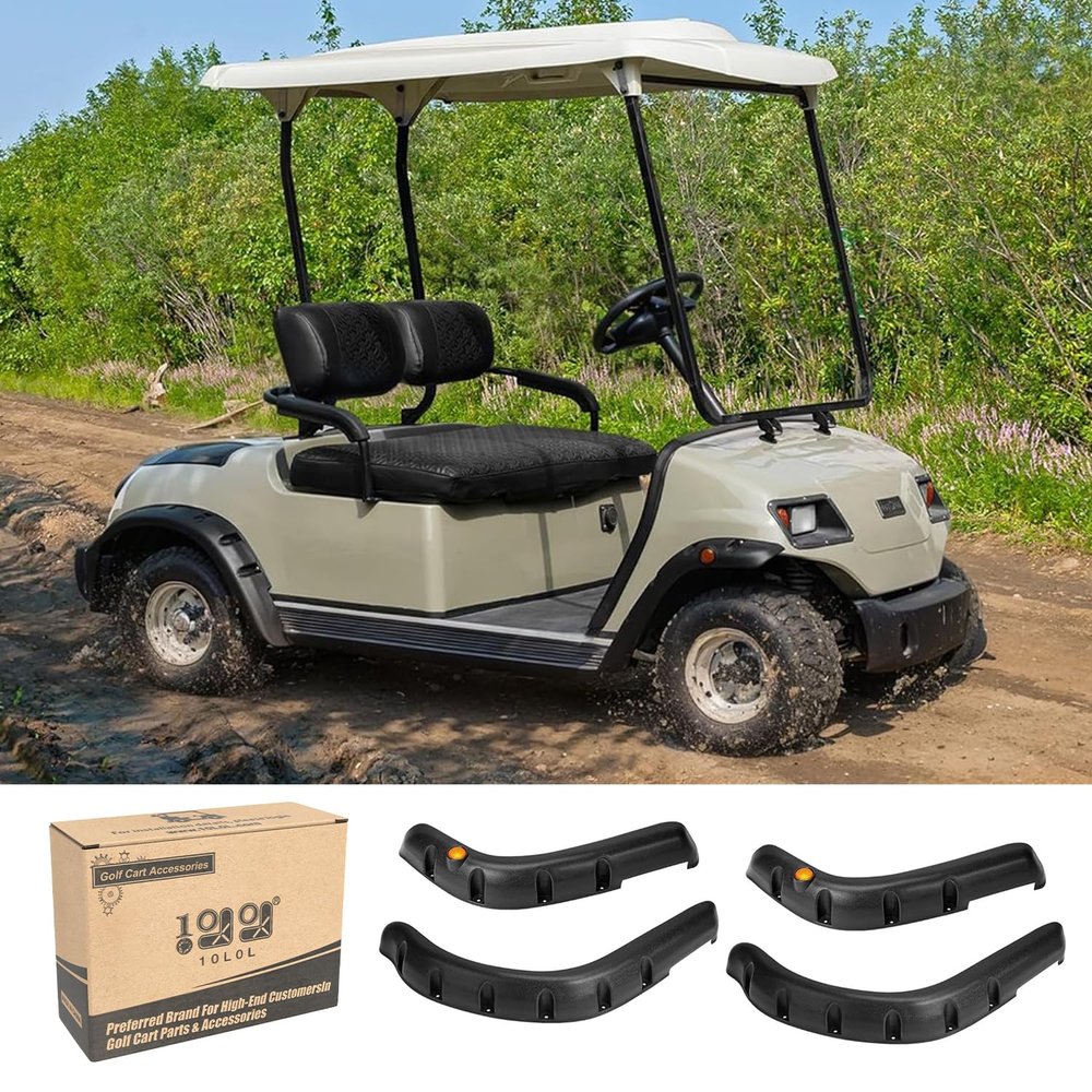 10L0L Golf Cart Fender Flares for Yamaha G14 G16 G19 G20 G22 - Standard Front and Rear Golf Cart Mud Flaps W/Stainless Steel Screws Hardware NOT For Modified Carts Bodies