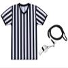 SATINIOR Men's Official Uniform Black and White Stripe Pro-Style Neck Referee Shirt, Officiating Umpire Jersey and Stainless Steel Whistle with Lanyard for Halloween Basketball Football Soccer(XXL) view 1