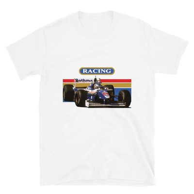 1997 Jacques Villeneuve Williams F1 Race Car Short-Sleeve Unisex T-Shirt White