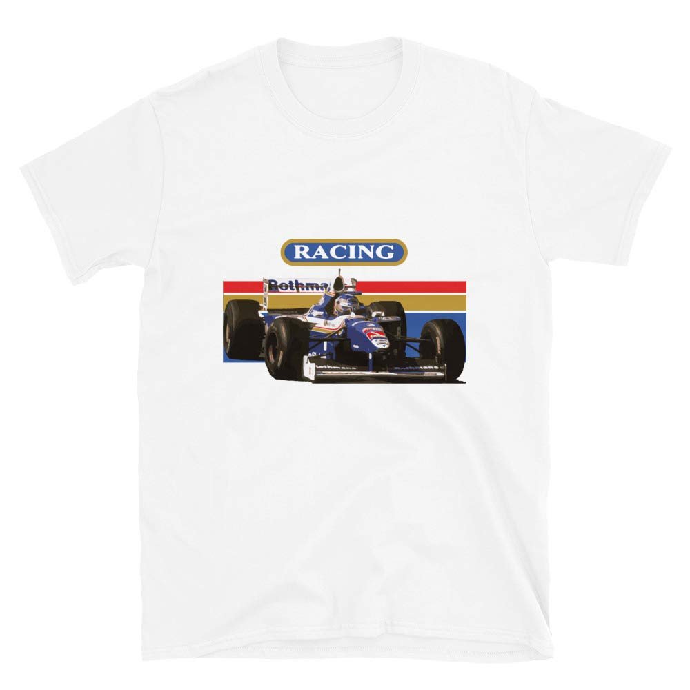 1997 Jacques Villeneuve Williams F1 Race Car Short-Sleeve Unisex T-Shirt White