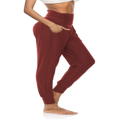 DIBAOLONG Womens Yoga Sweatpants Loose Workout Joggers Pants Comfy Lounge Pants with Pockets Burgundy L