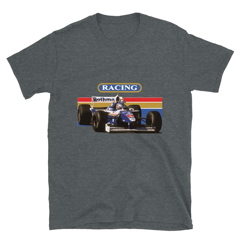 1997 Jacques Villeneuve Williams F1 Race Car Graphic T-Shirt | Car Enthusiast Gift Dark Heather