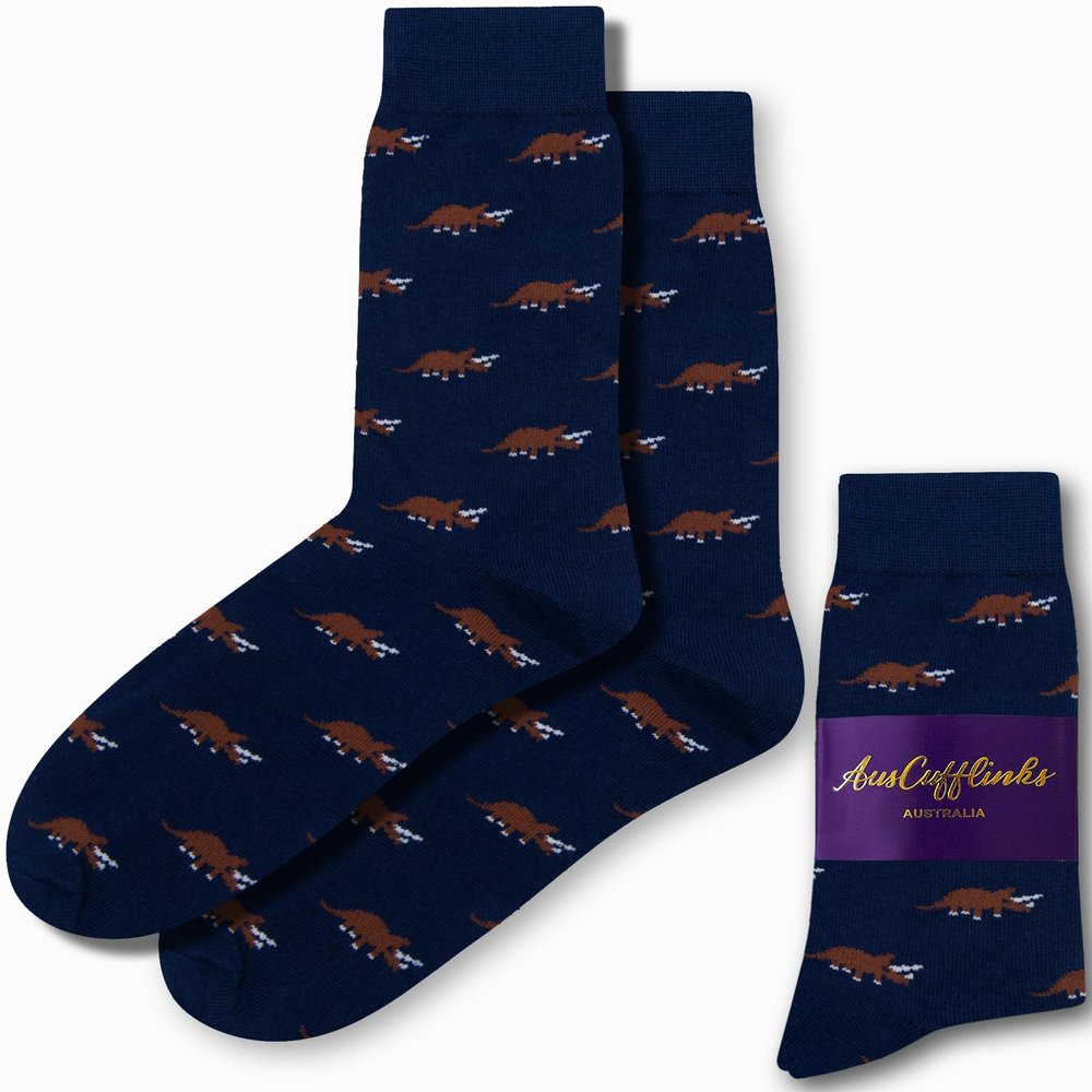 AUSCUFFLINKS Triceratops Dinosaur Socks for Him | Animal Lover Dinosor Socks for Men | Jurassic Park Gift | Birthday Gift for Guys (Triceratops)