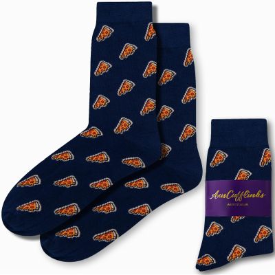 AUSCUFFLINKS Pizza Italian Food Socks for Him | Pizza Lover Pepperoni Italy | Cotton Socks | Present for Work Colleague | Bday Gift for Guys (Pizza) One Size