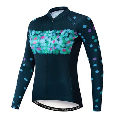 Cycling Jersey Long Sleeve Womens Mountain Bike Jersey Zip Shirts Road Bicycle Clothing Sport Racing MTB Tops for Ladies Female Bouse Fall Autumn Spring Breathable Black Blue Size XL