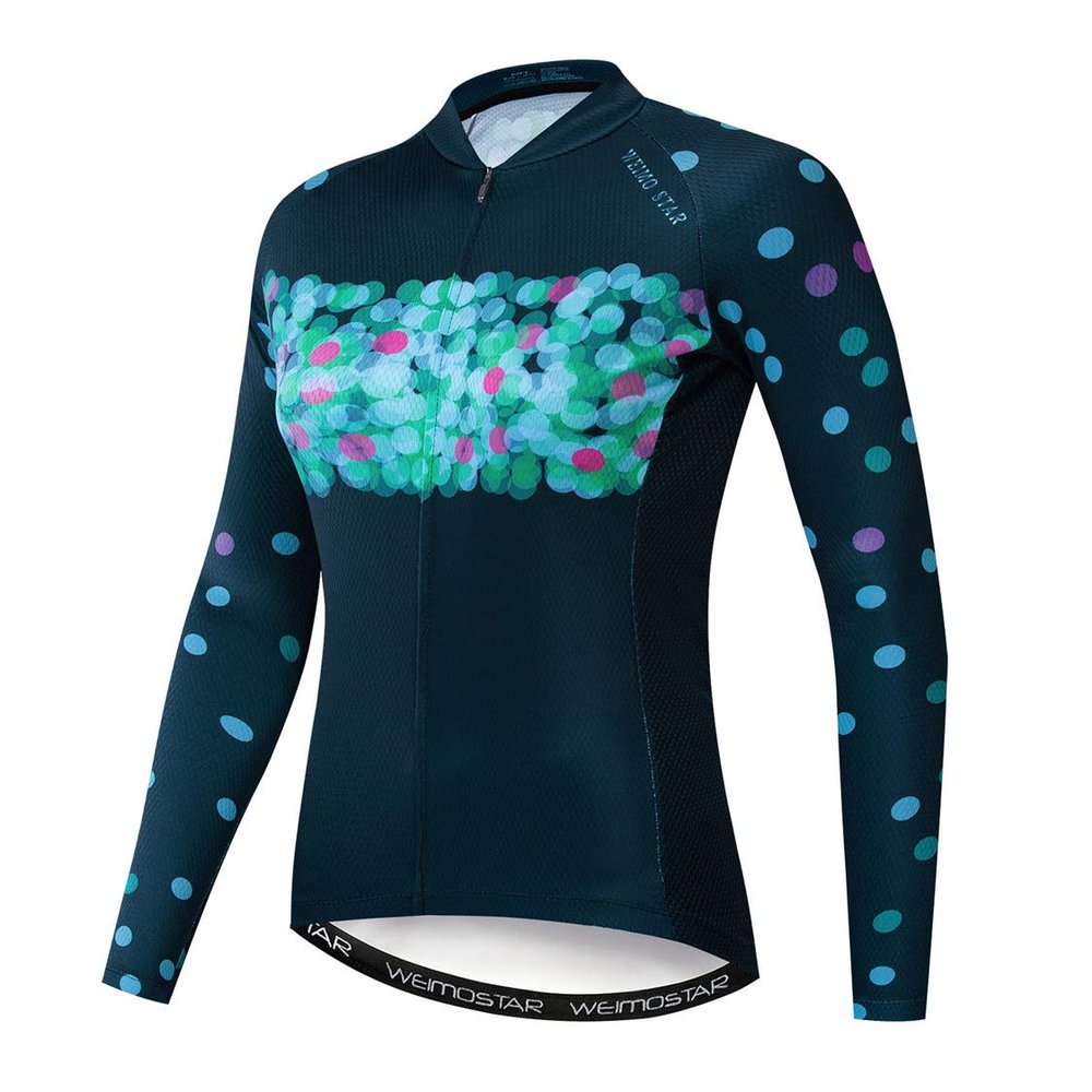 Cycling Jersey Long Sleeve Womens Mountain Bike Jersey Zip Shirts Road Bicycle Clothing Sport Racing MTB Tops for Ladies Female Bouse Fall Autumn Spring Breathable Black Blue Size XL