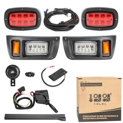 10L0L Upgrade Headlight Taillight Kit for Club Car DS Golf Cart, with Low/High Beam, Turn Signal Switch Horn Button, Blinker & Brake Light Switch Pad, Daytime Running Lamp