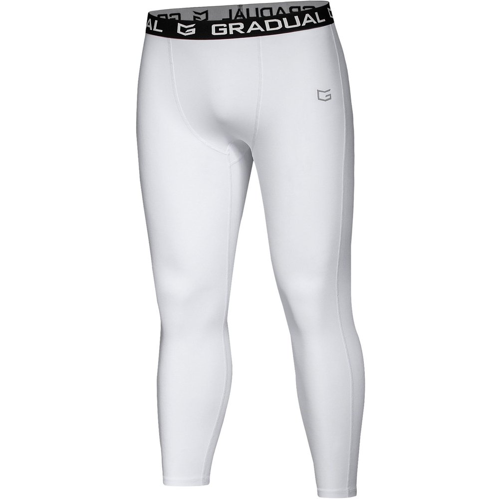 G Gradual Boys' Compression Pants Youth Thermal Base Layer Fleece Tights Sports Basketball Leggings for Boys (White, X-Small)