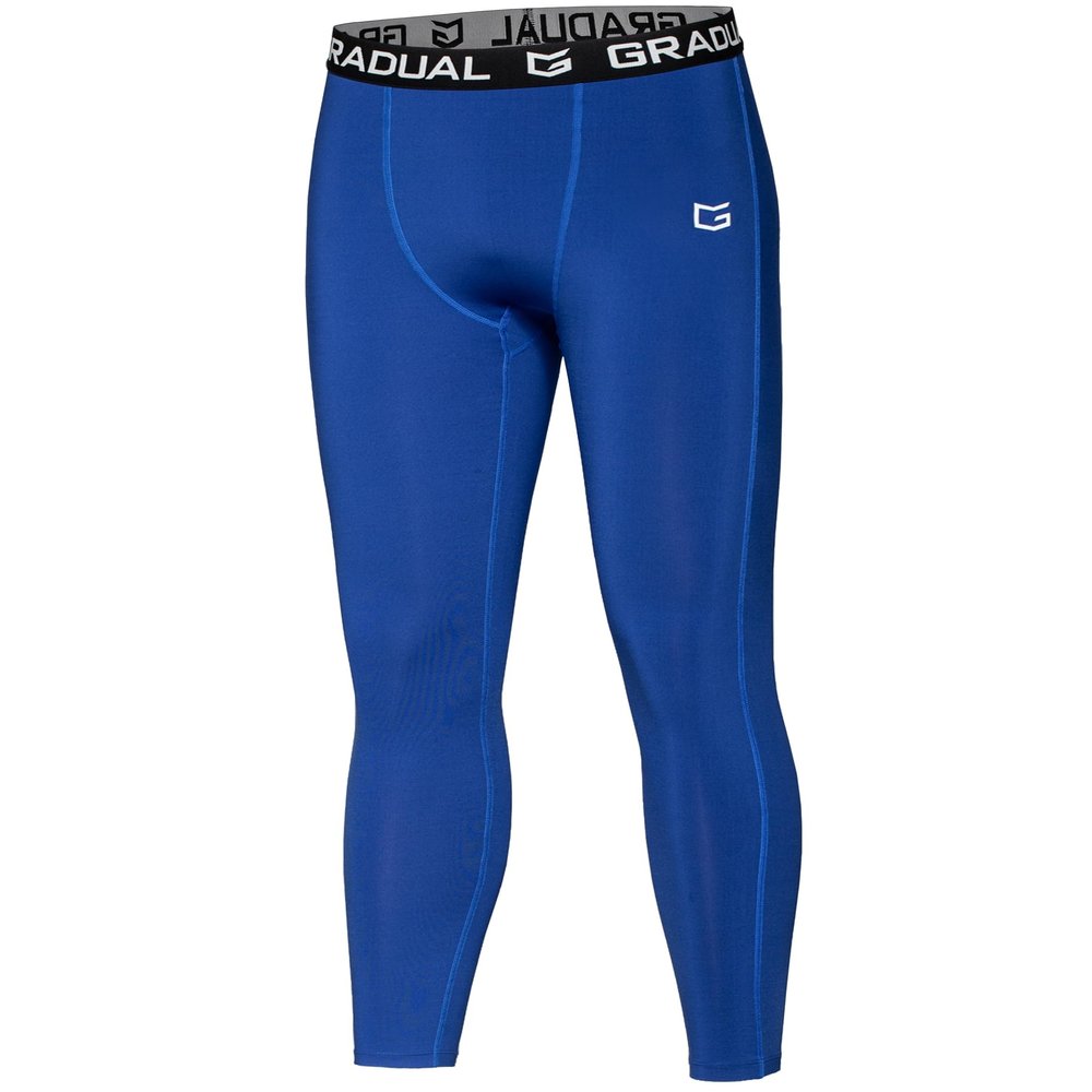 G Gradual Boys' Compression Pants Youth Thermal Base Layer Fleece Tights Sports Basketball Leggings for Boys (Blue, X-Small)