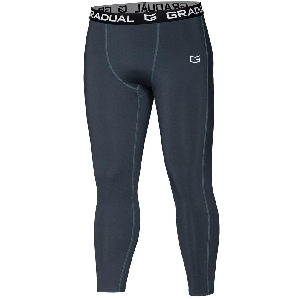 G Gradual Boys' Compression Pants Youth Thermal Base Layer Fleece Tights Sports Basketball Leggings for Boys (Grey, Medium)