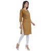 Ramkudi Indian Women's Plain Embroiderd Cotton Straight Kurti Top (Peanut) view 2