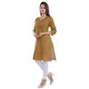 Ramkudi Indian Women's Plain Embroiderd Cotton Straight Kurti Top (Peanut) view 3