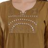Ramkudi Indian Women's Plain Embroiderd Cotton Straight Kurti Top (Peanut) view 4