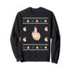 Funny Ugly Christmas Apparel Middle Finger with Santa hat Sweatshirt view 1