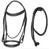 Equitem Leather English Fancy Stitch Hunter Bridle with Braided Leather Reins (Black, Cob) view 1