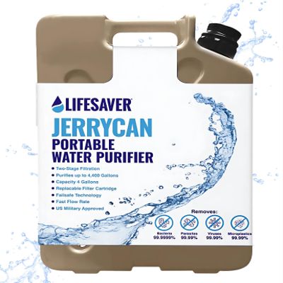 Lifesaver Jerrycan Water Purifier - Military Spec, Heavy Duty Water Purifier for Overlanding, Camping, Hiking, Emergency Preparedness and Survival Kit (Army Green) (Tan)