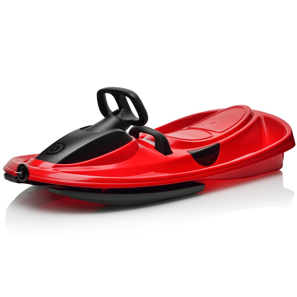 Gizmo Riders Snow Sled for Kids and Adults Lightweight Toboggan with Steering Wheel, Anti-Slip Seat, Pull Up Brake, Durable Plastic Design, Easy to Control, Ages 3+, Up to 260 lbs.