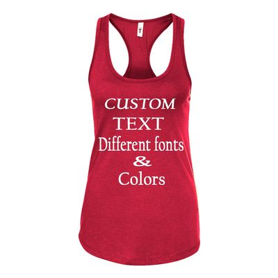 Just Customized Racer Back Tank for Ladies/Women Personalized with Your Own Text, Design Your Own Red