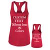 Just Customized Racer Back Tank for Ladies/Women Personalized with Your Own Text, Design Your Own Red view 3