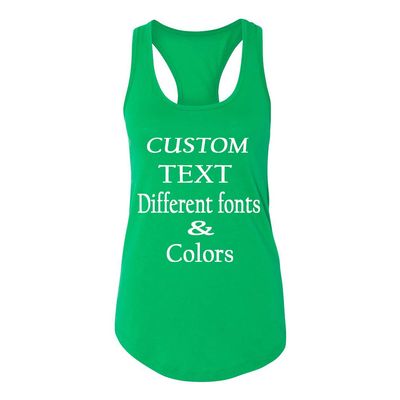 Just Customized Racer Back Tank for Ladies/Women Personalized with Your Own Text, Design Your Own Kelly Green