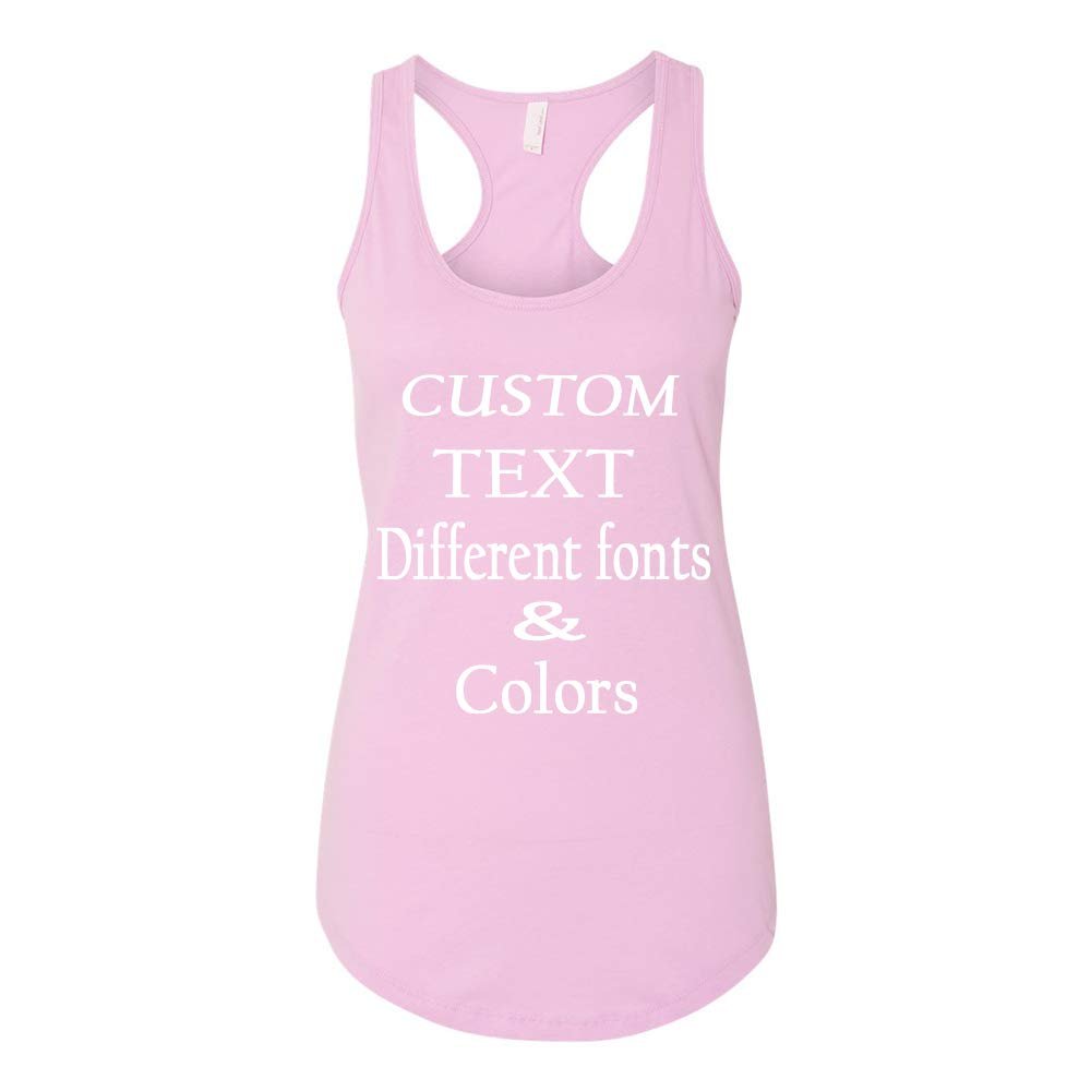 Just Customized Racer Back Tank for Ladies/Women Personalized with Your Own Text, Design Your Own Lilac
