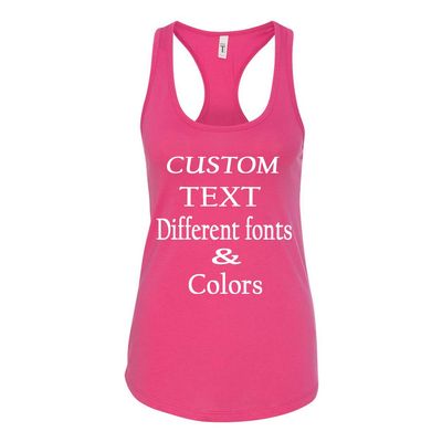 Just Customized Racer Back Tank for Ladies/Women Personalized with Your Own Text, Design Your Own Raspberry