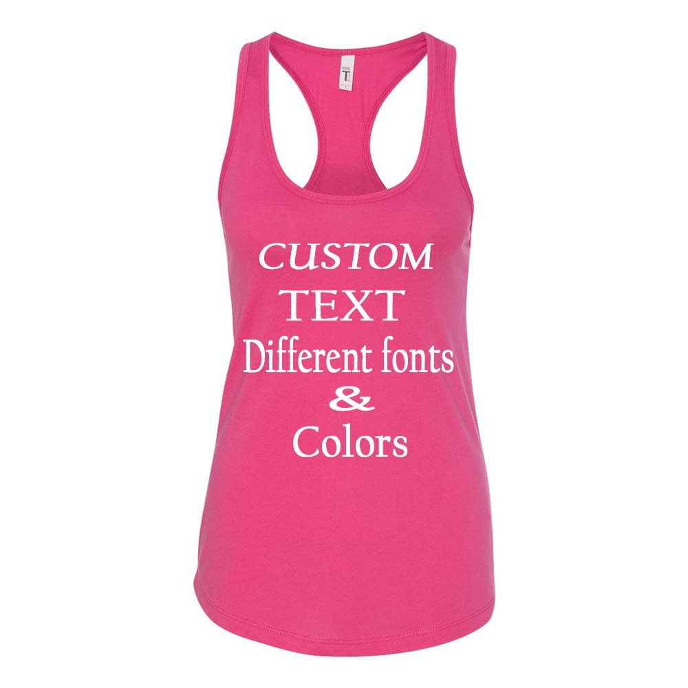 Just Customized Racer Back Tank for Ladies/Women Personalized with Your Own Text, Design Your Own Raspberry